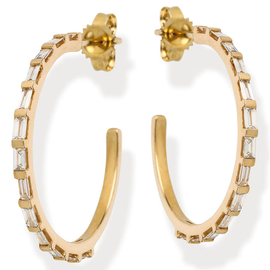 Diamond Hoop Earrings Yellow Gold