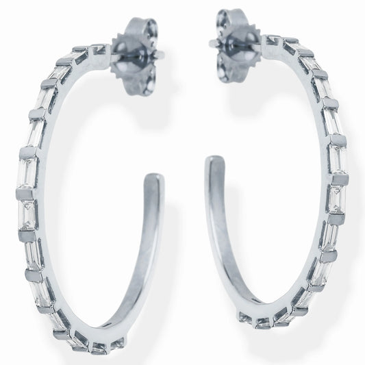 Diamond Hoop Earrings  White Gold