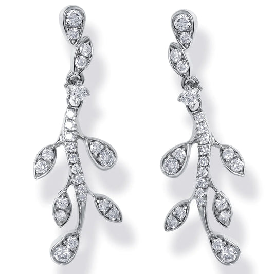 Diamond Leaf Shape Earrings White Gold