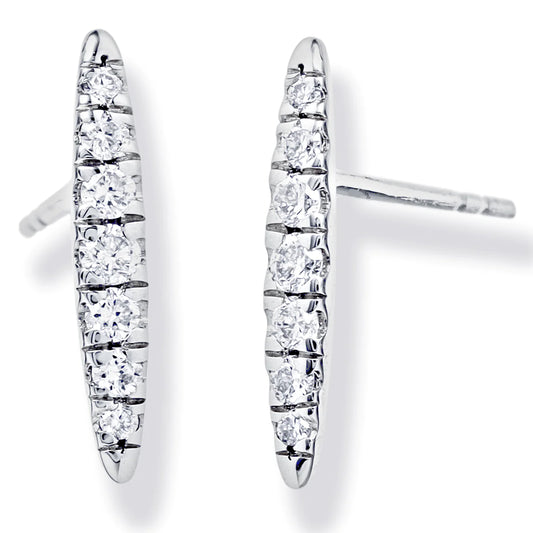 Diamond Bar Ear Studs White Gold