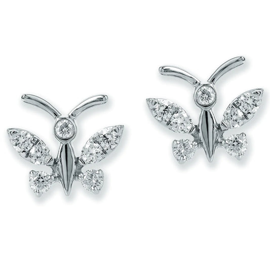 Diamond Butterfly Ear Studs White Gold