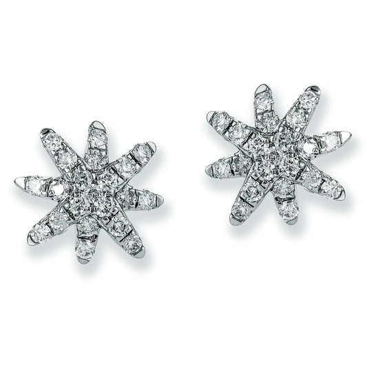 Diamond Starbust Ear Studs White Gold