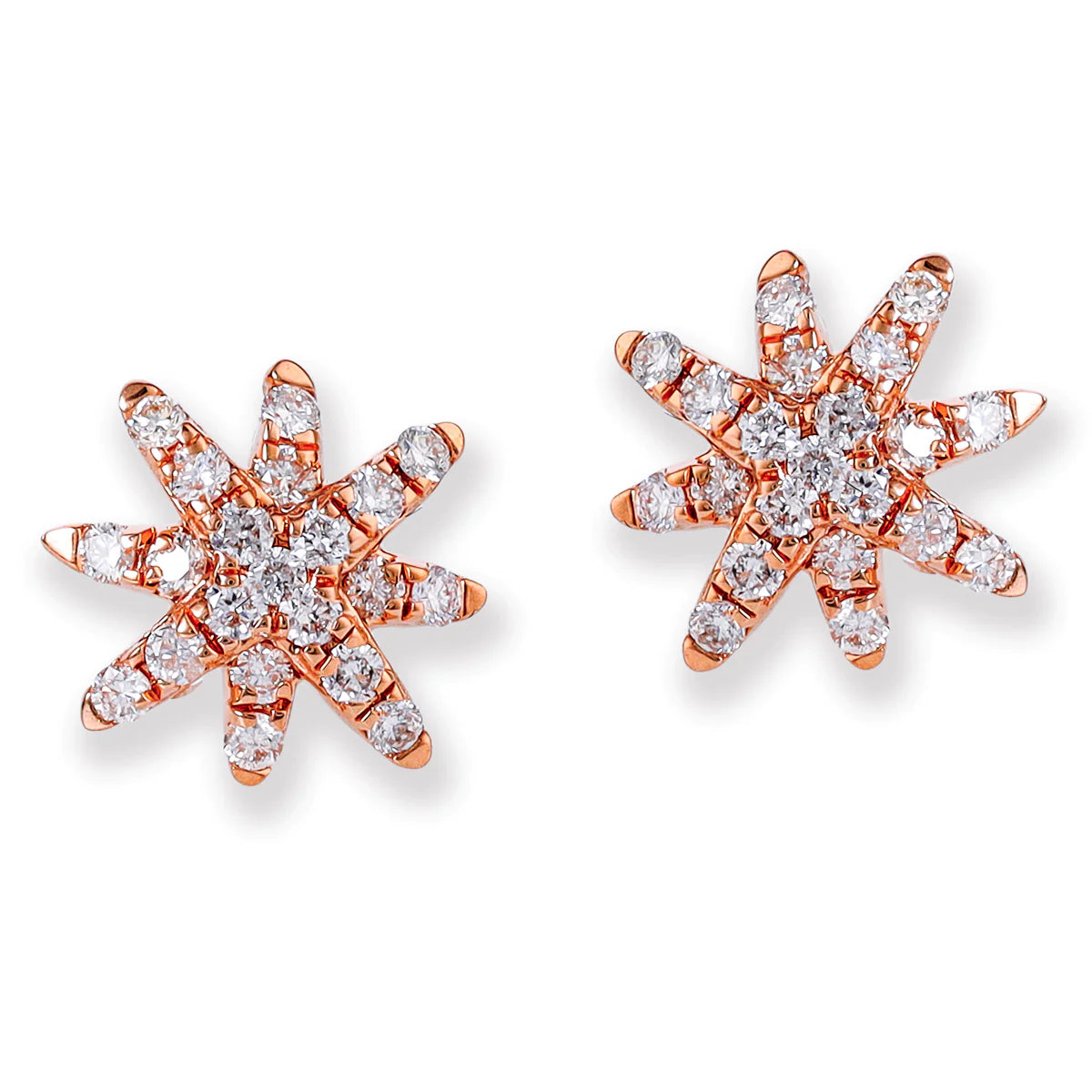 Diamond Starbust Ear Studs Rose Gold