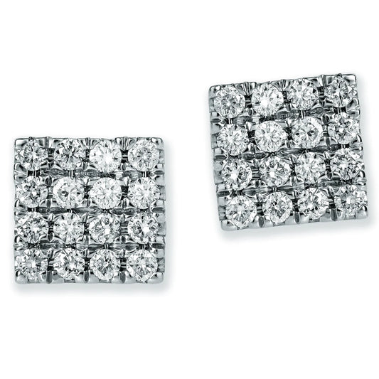 Diamond Square Ear Studs White Gold