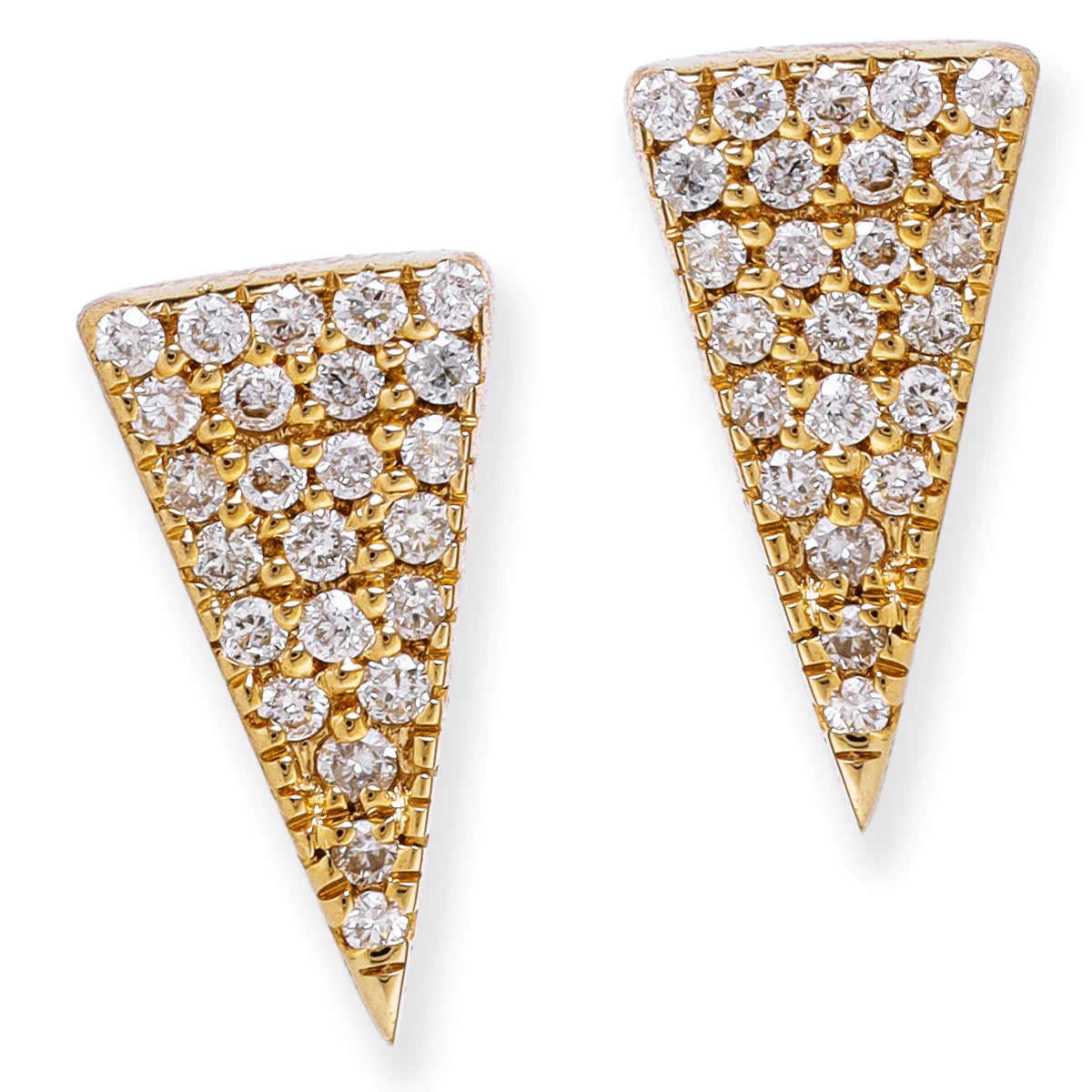 Diamond Triangle Shape Ear Studs Yellow Gold