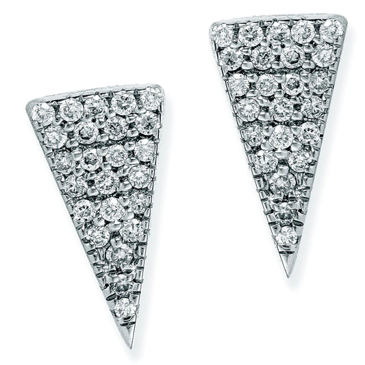 Diamond Triangle Shape Ear Studs White Gold