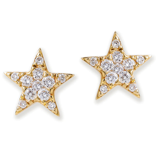 Diamond Star Ear Studs Yellow Gold