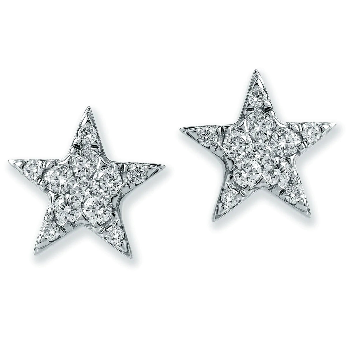 Diamond Star Ear Studs White Gold