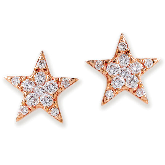 Diamond Star Ear Studs  Rose Gold