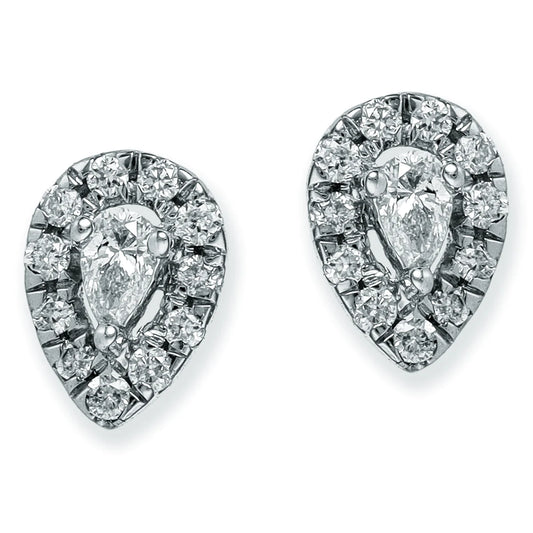 Diamond Pear Ear Studs White Gold