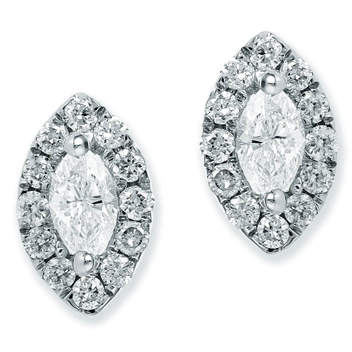 Diamond Marquise Ear Studs White Gold