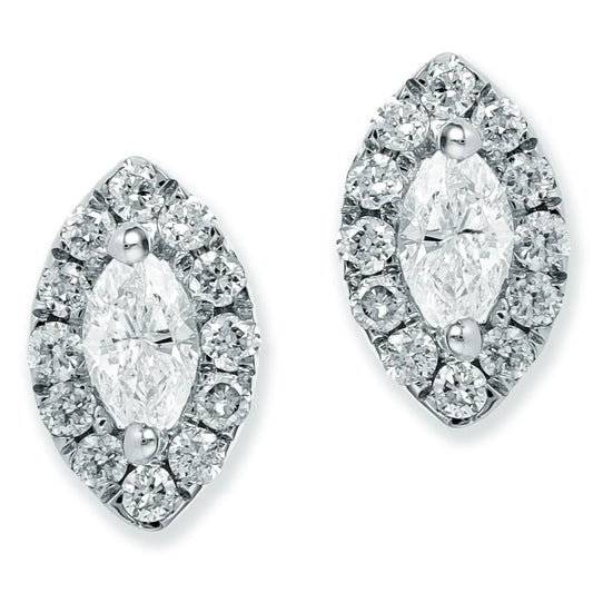 Diamond Marquise Ear Studs White Gold