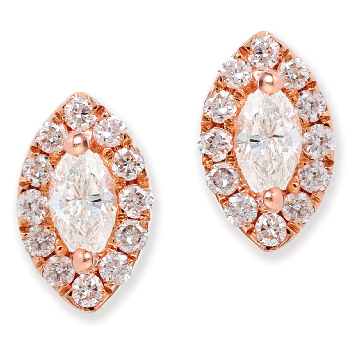 Diamond Marquise Ear Studs Rose Gold