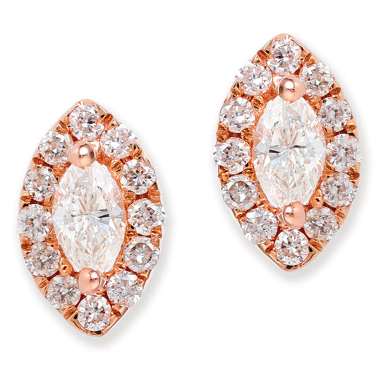 Diamond Marquise Ear Studs Rose Gold