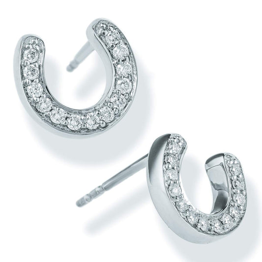 Diamond Horseshoe Ear Studs White Gold