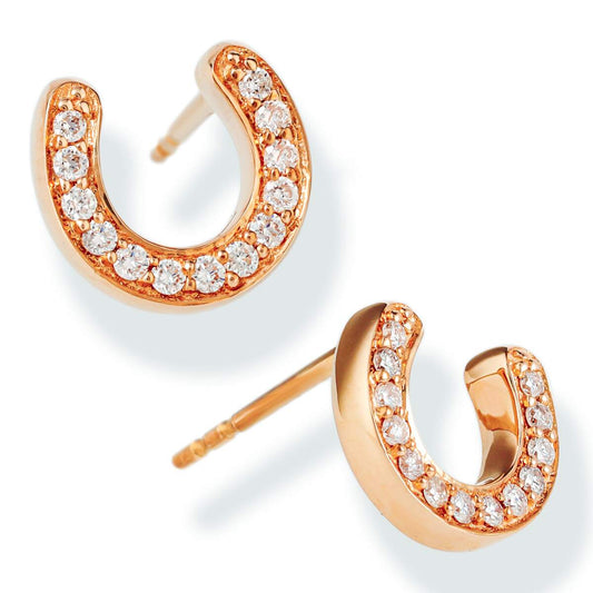 Diamond Horseshoe Ear Studs Rose Gold