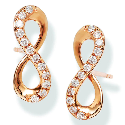 Diamond Infinity Ear Studs Yellow Gold