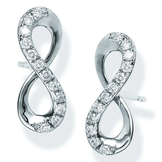 Diamond Infinity Ear Studs White Gold