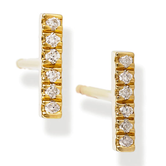 Diamond Bar Ear Studs Yellow Gold