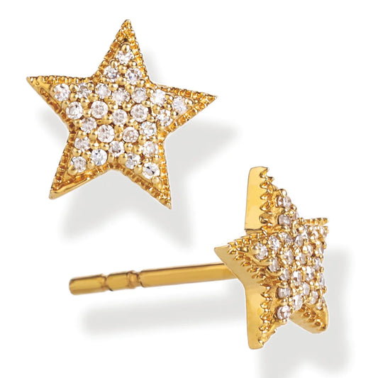 Diamond Star Ear Studs Yellow Gold