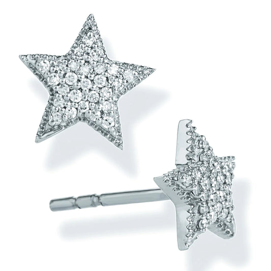 Diamond Star Ear Studs White Gold