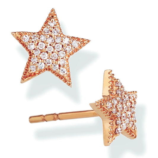 Diamond Star Ear Studs Rose Gold