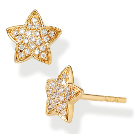 Diamond Star Ear Studs Yellow Gold