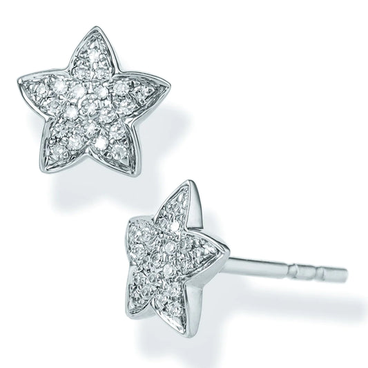 Diamond Star Ear Studs White Gold