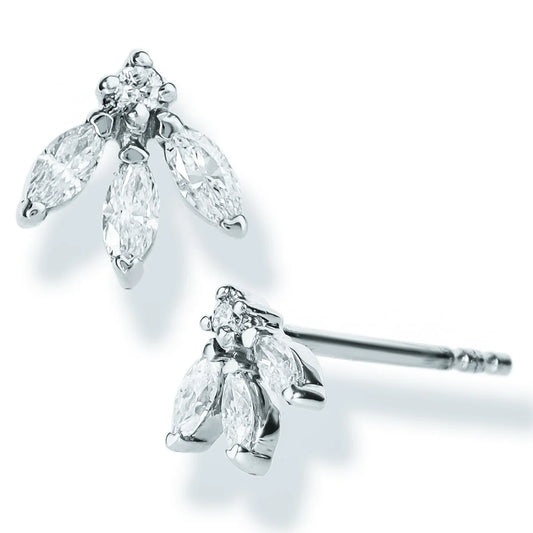 Diamond Marquise Ear Studs White Gold