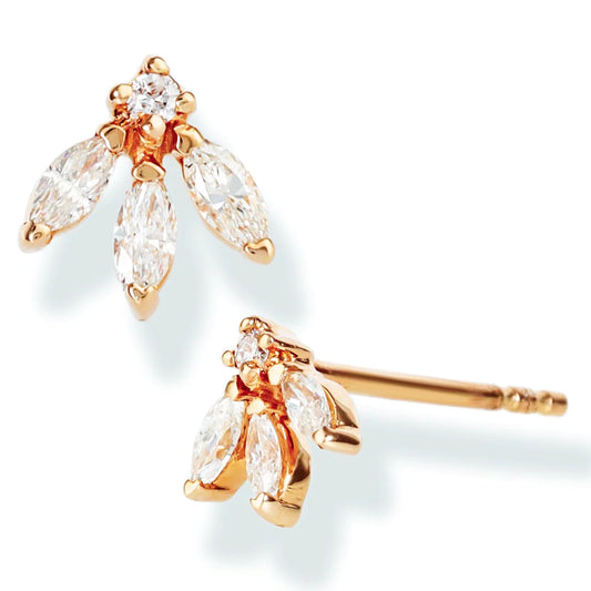 Diamond Marquise Ear Studs Rose Gold