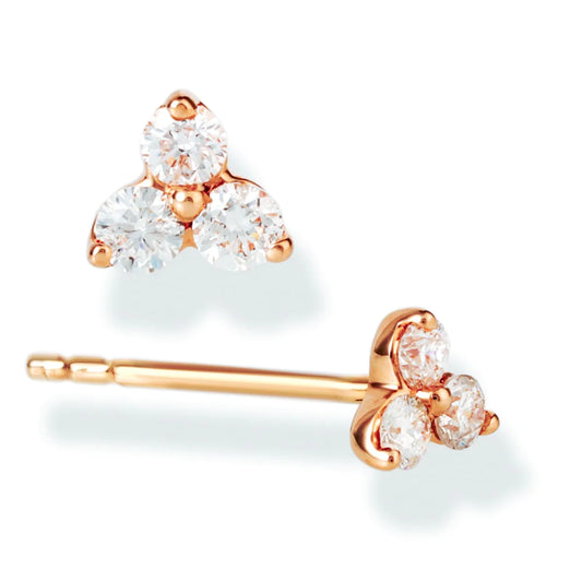 Diamond 3 Pcs Triangle Ear Studs Rose Gold