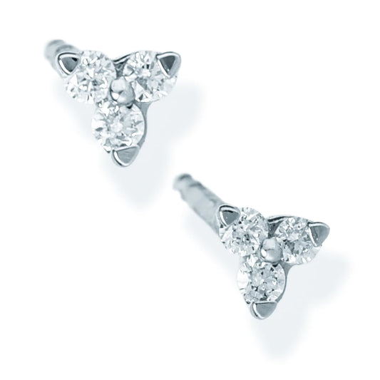 Diamond 3 Pcs Triangle Ear Studs White Gold