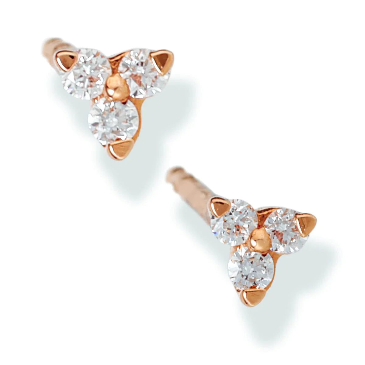 Diamond 3 Pcs Triangle Ear Studs Rose Gold