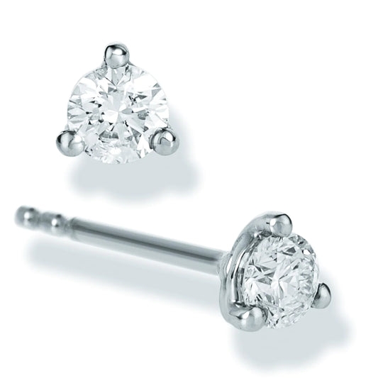 Diamond Round 1 Pcs Ear Studs White Gold