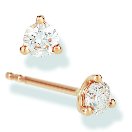 Diamond Round 1 Pcs Ear Studs Rose Gold