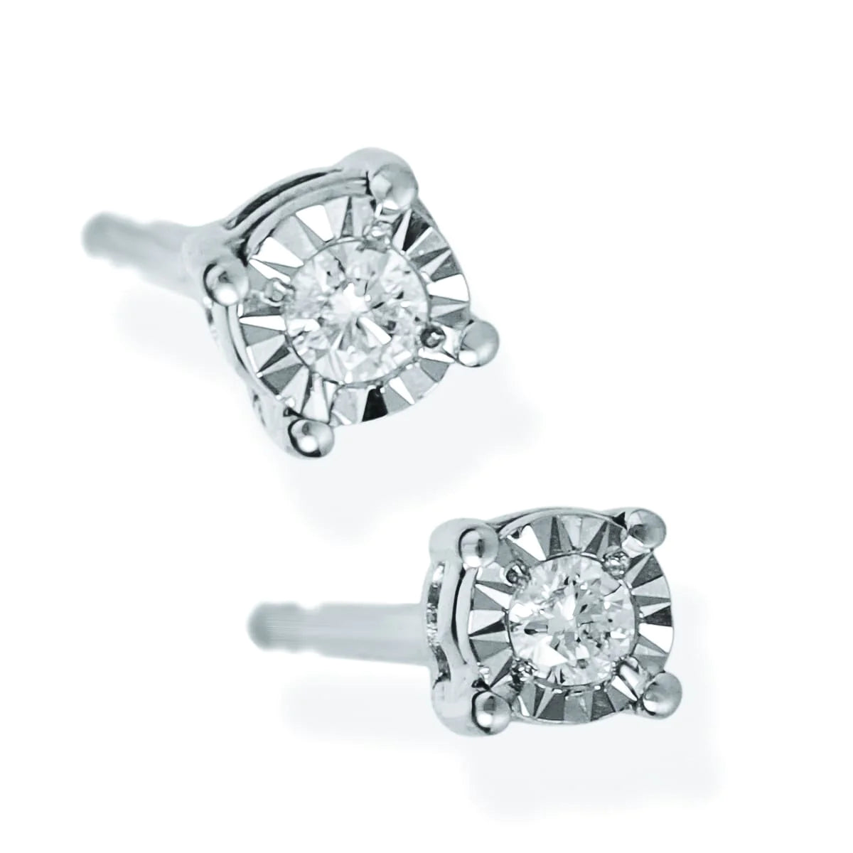 Diamond Round 1 Pcs Ear Studs White Gold