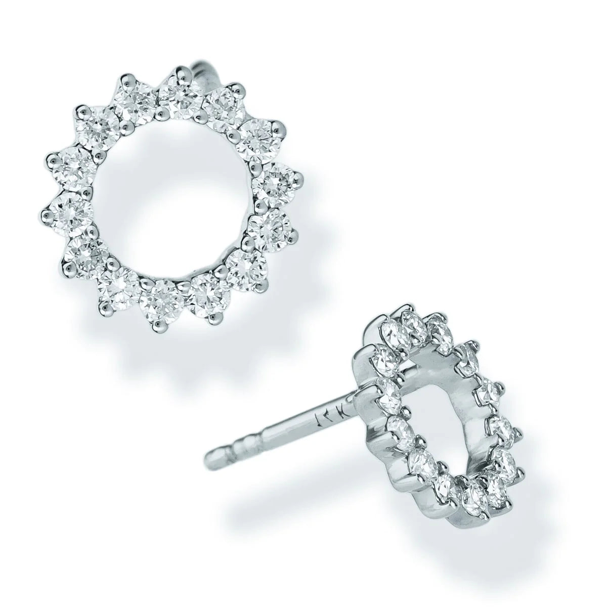 Diamond Open Circle Ear Studs White Gold