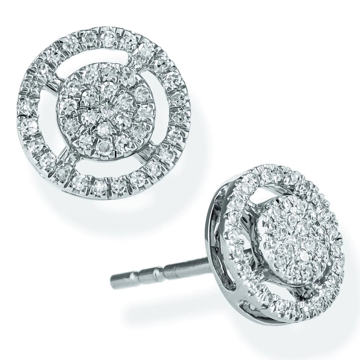 Diamond Round Ear Studs White Gold