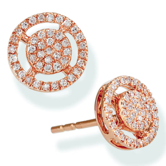 Diamond Round Ear Studs Rose Gold