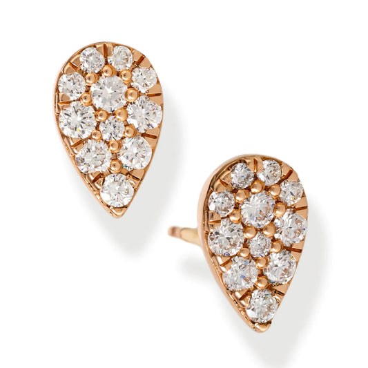 Diamond Pear Shape Ear Studs Yellow Gold