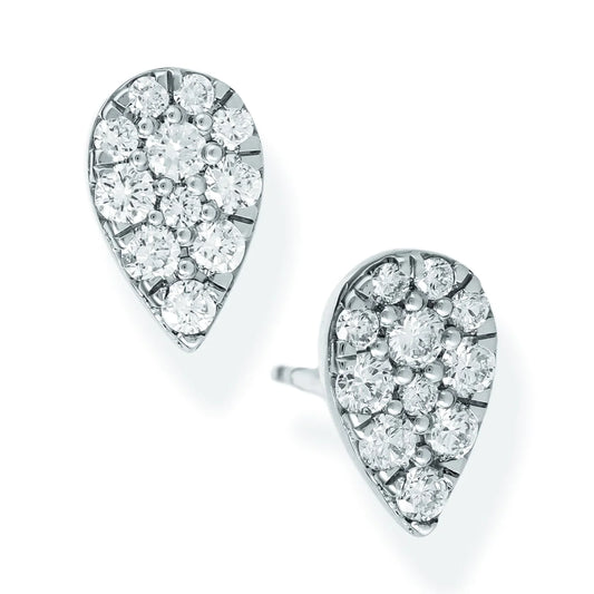 Diamond Pear Shape Ear Studs White Gold