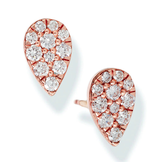 Diamond Pear Shape Ear Studs Rose Gold