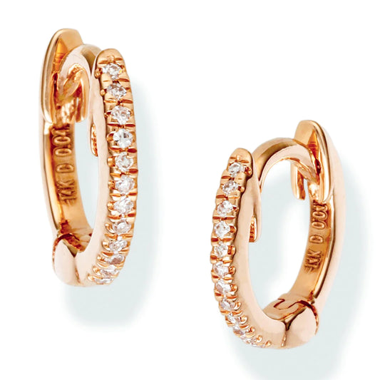 Diamond Huggies Earrings Rose Gold