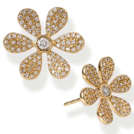 14kt. Diamond Flower Shape Ear Studs