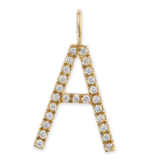 14k Yellow Gold Initial Pendent With Diamonds Without Chain