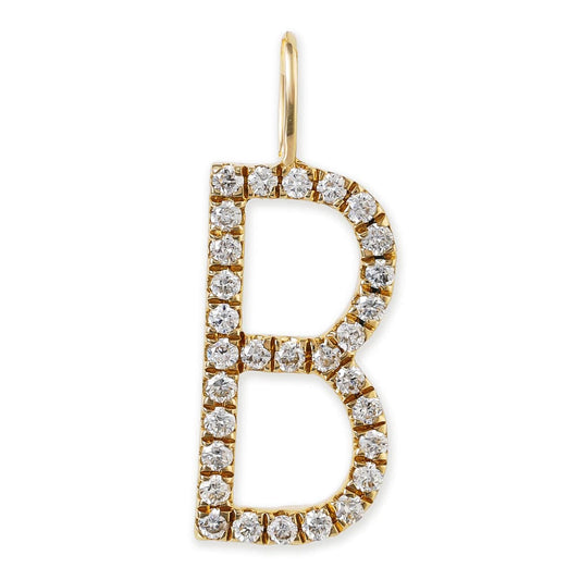 14k Yellow Gold Initial Pendent With Diamonds Without Chain