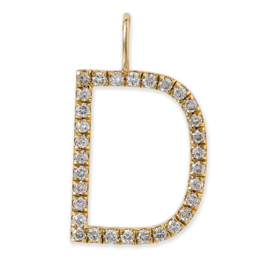 14k Yellow Gold Initial Pendent With Diamonds Without Chain