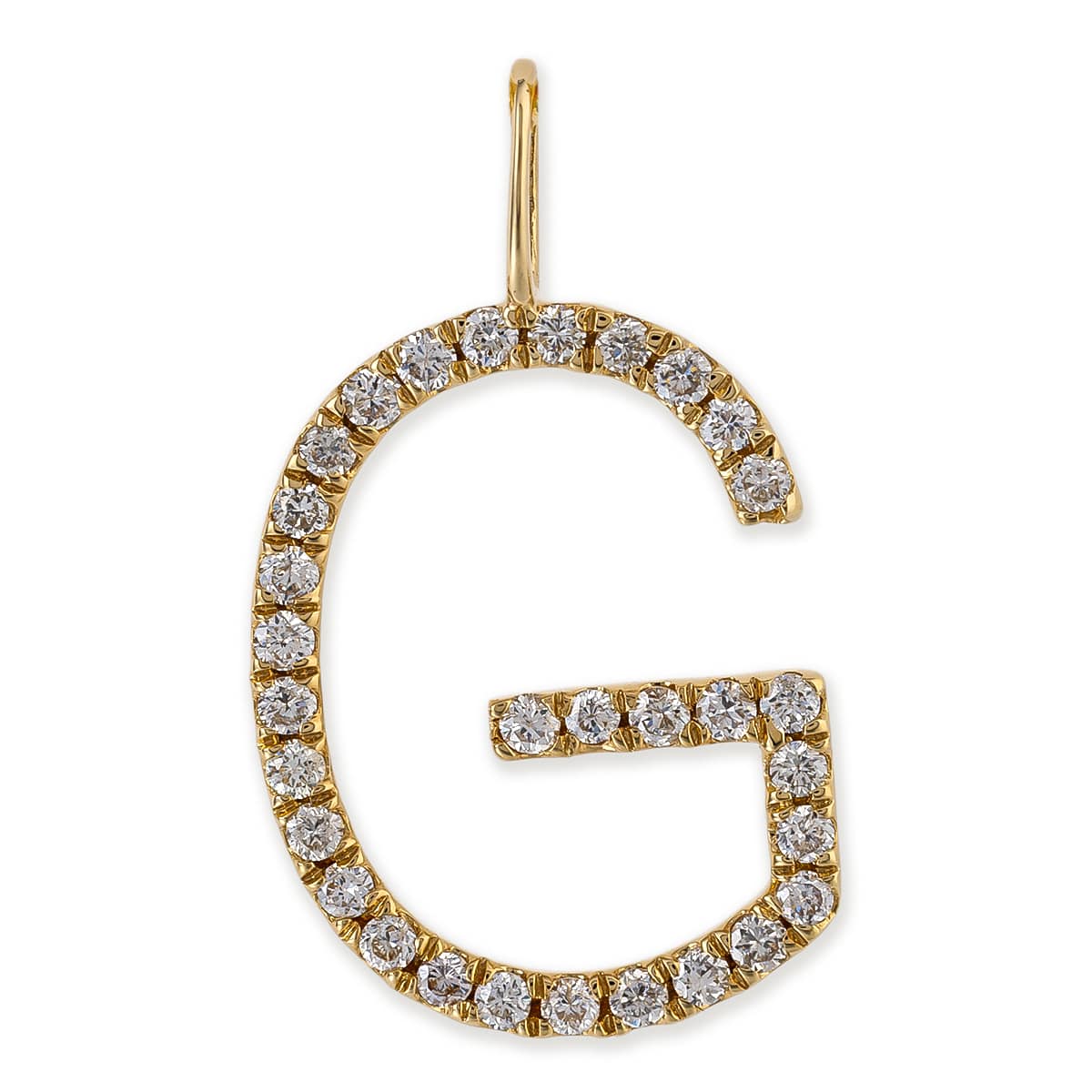 14k Yellow Gold Initial Pendent With Diamonds Without Chain