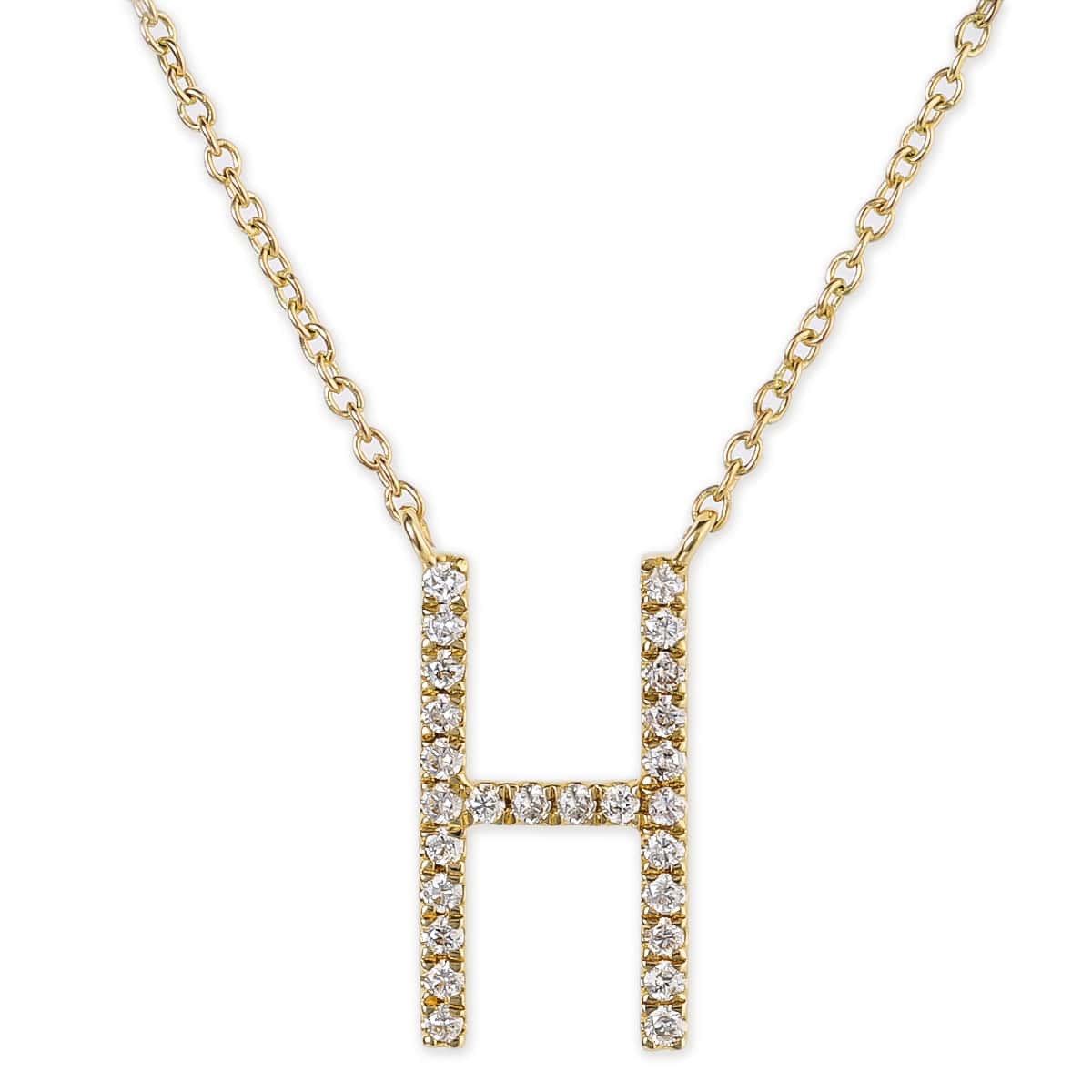 14k Yellow Gold Initial Pendent With Diamonds With Chain