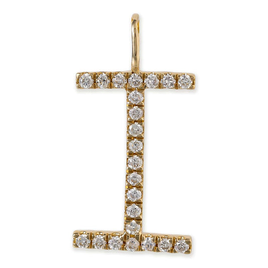 14k Yellow Gold Initial Pendent With Diamonds Without Chain